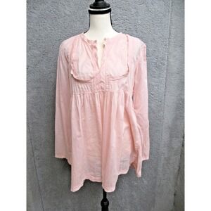 Matta Cottagecore Shirt Women Medium Pink 100%‎ Cotton Sheer Tunic Boho Peasant